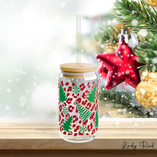 Tis' the Season, Red Leopard Christmas Libby Glass