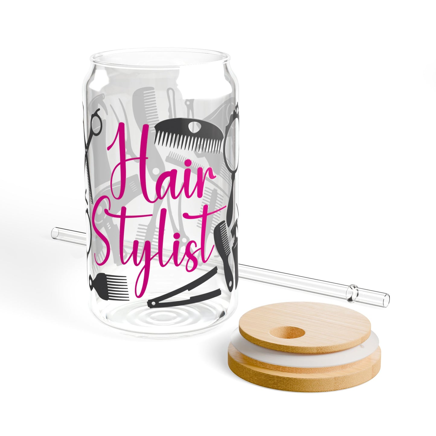 "HairStylist" Hot Pink 16oz, Libby Glass