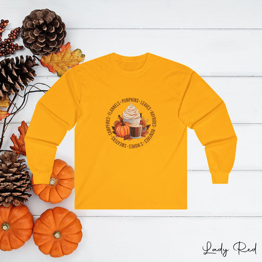 Fall Campfires, Flannels, & Pumpkins Fall Long Sleeve Tee