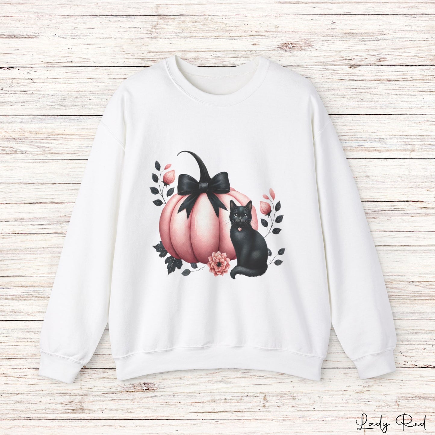 Pink Pumpkin Black Cat Fall Sweatshirt