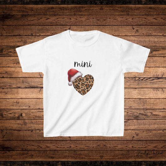 Mini, Santa Baby Leopard Heart, Mommy & Me Tee