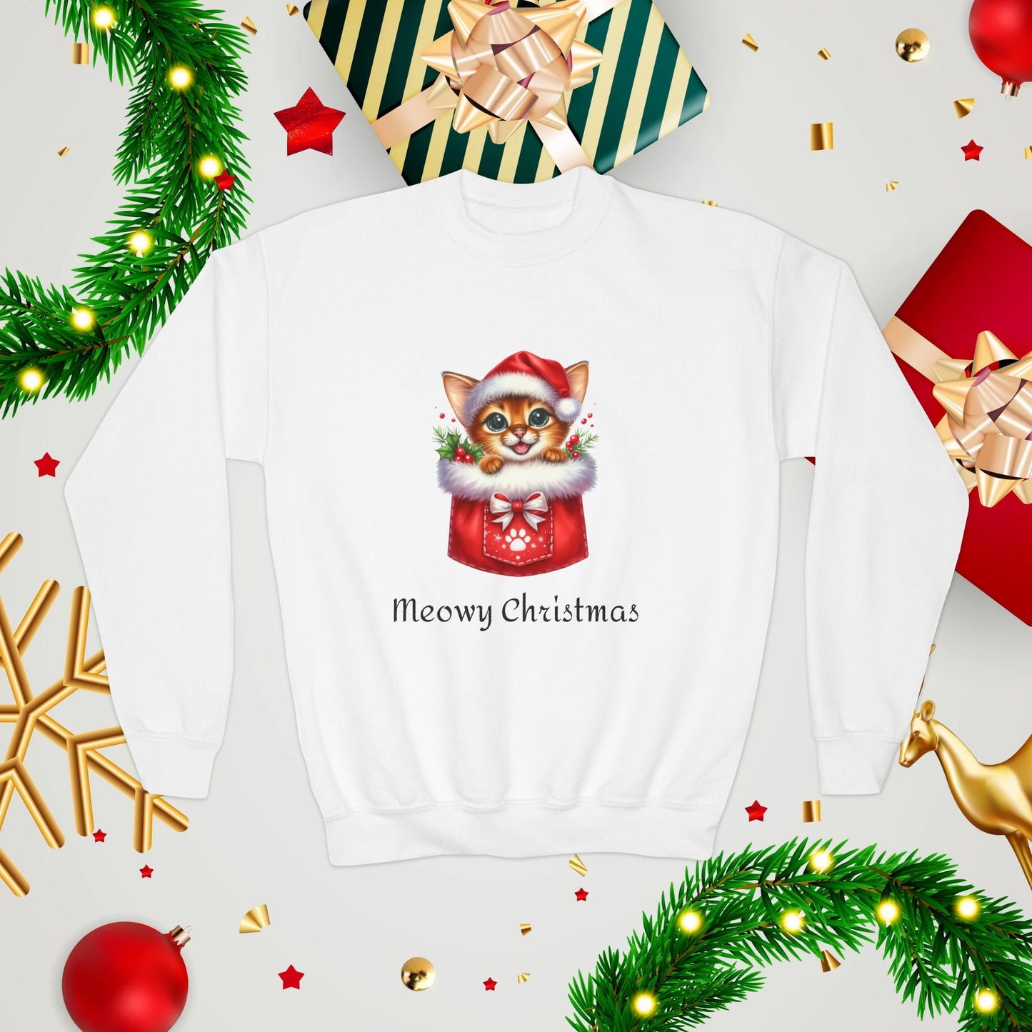 Meowy Christmas Youth Sweatshirt