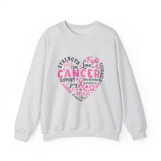 Breast Cancer Awareness Heart Crew Sweatshirt