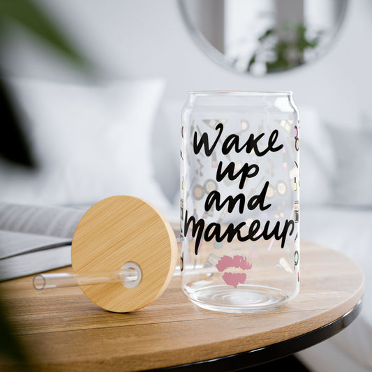 Wakeup and Makeup, 16oz Libby Glass