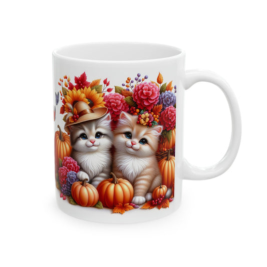 Fall Feline Charm, Ceramic Mug