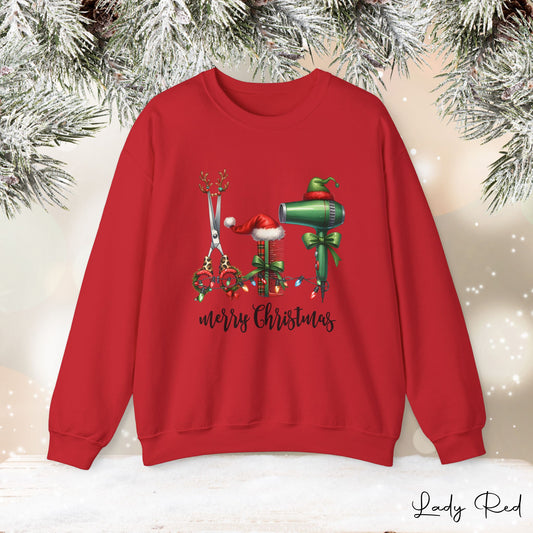 Shears, Combs, Blowdryer~Hairstylist "Merry Christmas" Sweatshirt