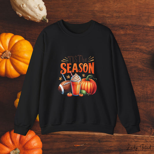 Tis 'The Season Fall Pumpkin, Latte, Football Sweatshirt