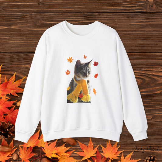 Fall Cat, Fall Leaves, Cat Lover, Cat with Scarf